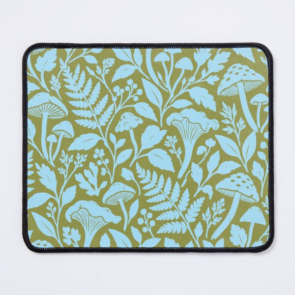 Item preview, Blue Mushroom Fern Cottagecore Pattern designed and sold by trajeado14.