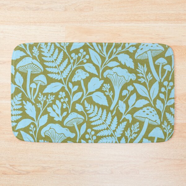 Item preview, Blue Mushroom Fern Cottagecore Pattern designed and sold by trajeado14.