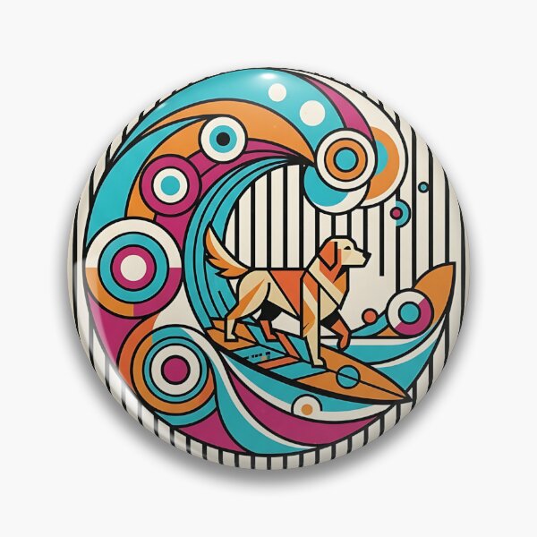 Item preview, Golden Retriever Surfer designed and sold by PictoVibe.