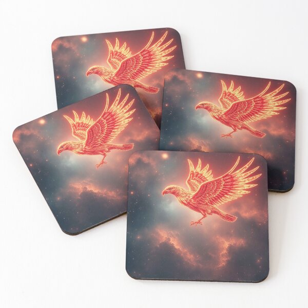 Item preview, Fiery Cosmic Phoenix – Glowing Red Eagle Soaring Through Nebula designed and sold by MFMart.