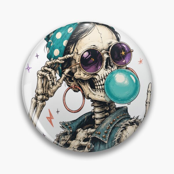 Item preview, Cool Retro Skeleton Blowing Bubblegum Peace Sign designed and sold by DYAFLK.