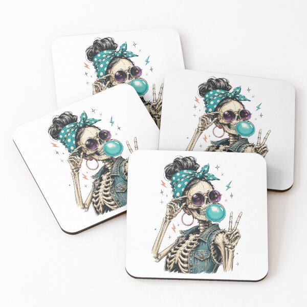Item preview, Cool Retro Skeleton Blowing Bubblegum Peace Sign designed and sold by DYAFLK.