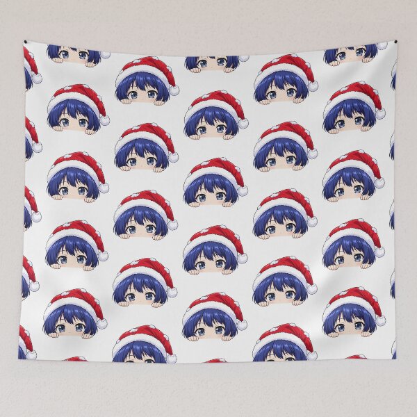 Item preview, Aina Yoshiwara Grand Blue Christmas Peeking Santa Hat designed and sold by mildaclairmo.