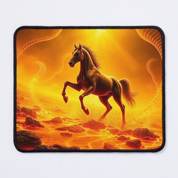 Item preview, Lava Inferno Stallion – Dark Horse Galloping Across Molten Ground designed and sold by MFMart.