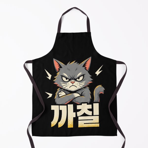 Item preview, Annoyed Gray Cat with Korean Kkachil Lettering designed and sold by Enoch-creator.
