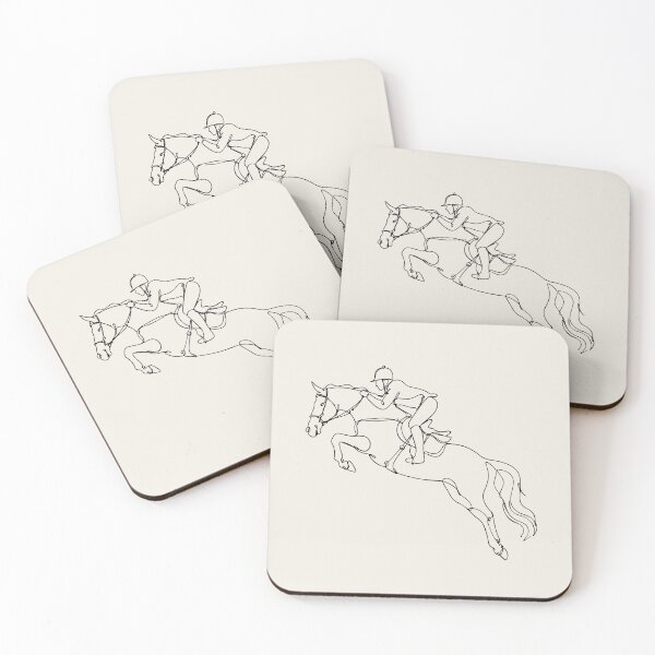 Item preview, Jockey Outline With Jumping Horse Line Art designed and sold by FemmePod.