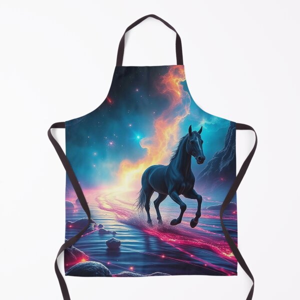 Item preview, Neon Cosmic Stallion – Dark Blue Horse in Galactic River Landscape designed and sold by MFMart.