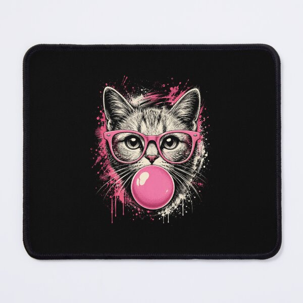 Item preview, Cute Bubblegum Cat with Pink Glasses Kawaii Kitten Graphic designed and sold by MiALopezArt.