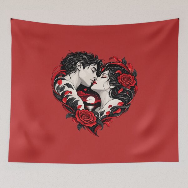 Item preview, Eternal Love Couple – Romantic Kiss, Red Rose & Heart Vector Art designed and sold by ujjawal.