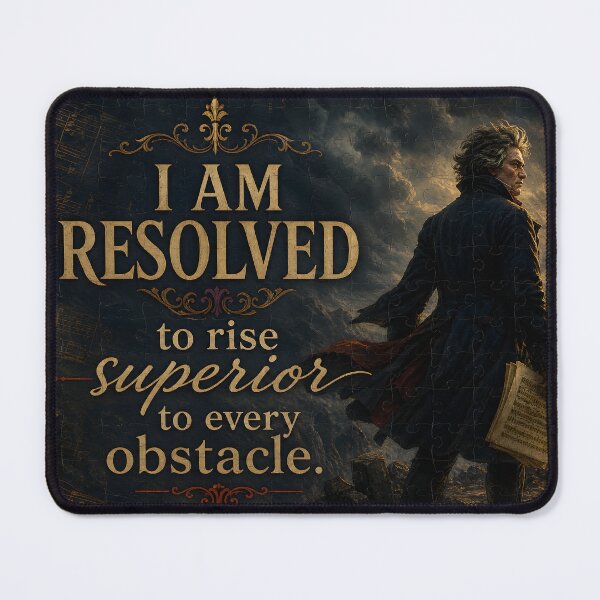 Item preview, I Am Resolved Beethoven Quote | Rise Superior to Every Obstacle Art designed and sold by DoReMiStudio.
