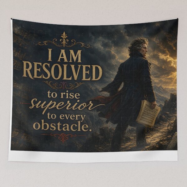 Item preview, I Am Resolved Beethoven Quote | Rise Superior to Every Obstacle Art designed and sold by DoReMiStudio.