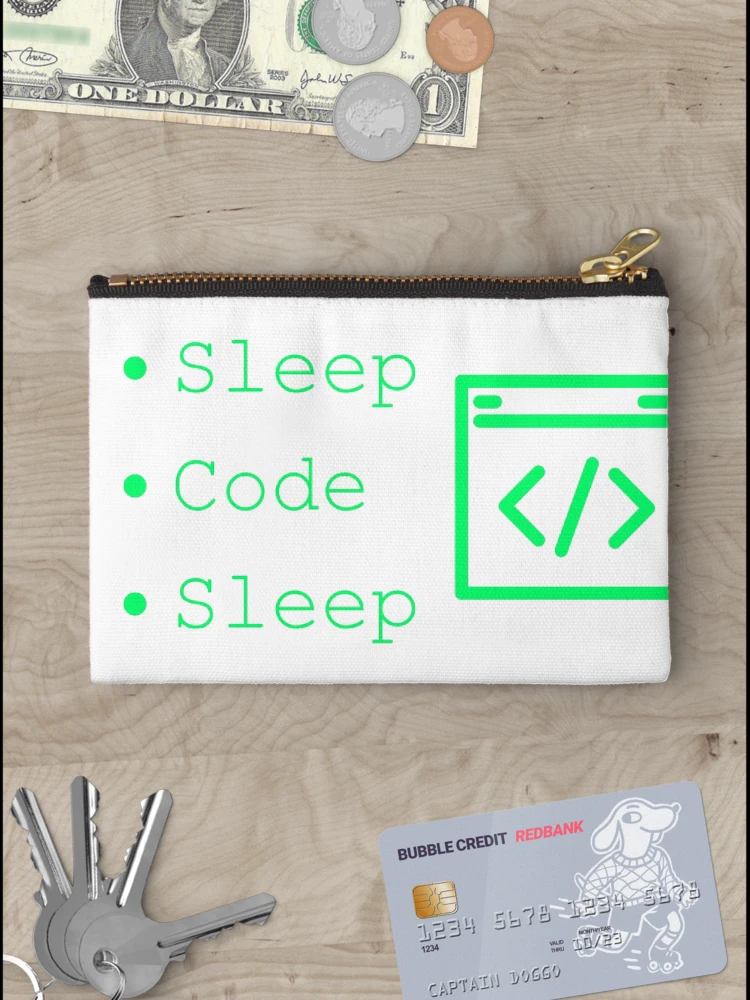 Thumbnail 3 of 4, Zipper Pouch, Code Sleep Repeat Developer Routine Programmer Art designed and sold by Kvertlia.