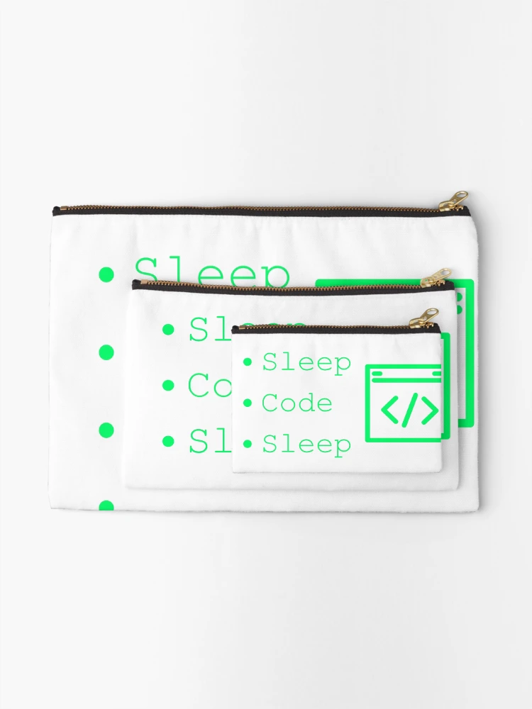 Thumbnail 2 of 4, Zipper Pouch, Code Sleep Repeat Developer Routine Programmer Art designed and sold by Kvertlia.