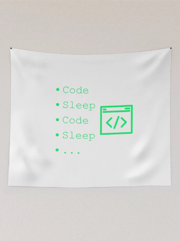 Thumbnail 2 of 3, Tapestry, Code Sleep Repeat Developer Routine Programmer Art designed and sold by Kvertlia.
