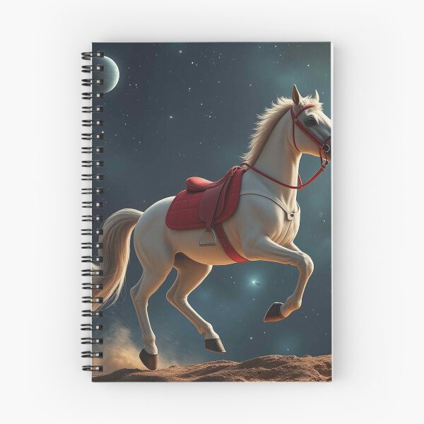 Item preview, Celestial White Stallion – Elegant Horse with Red Saddle Under Starry Sky designed and sold by MFMart.