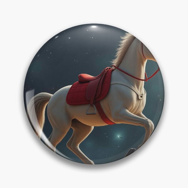 Item preview, Celestial White Stallion – Elegant Horse with Red Saddle Under Starry Sky designed and sold by MFMart.