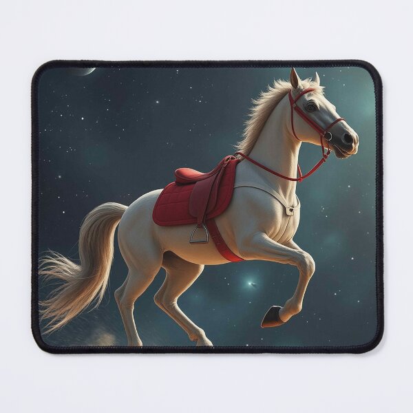 Item preview, Celestial White Stallion – Elegant Horse with Red Saddle Under Starry Sky designed and sold by MFMart.