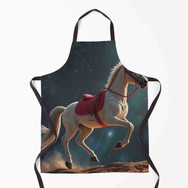 Item preview, Celestial White Stallion – Elegant Horse with Red Saddle Under Starry Sky designed and sold by MFMart.