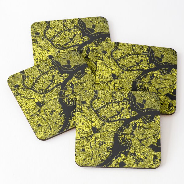 Item preview, Hand drawn city map yellow on black designed and sold by The Imperfect City.