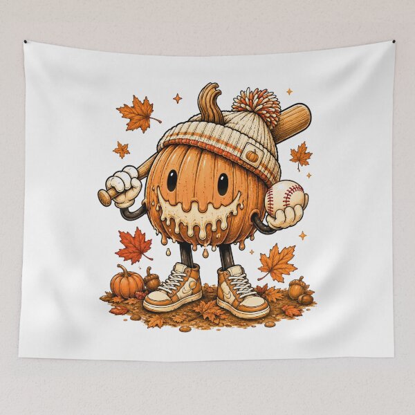 Item preview, Melting Pumpkin Baseball Player Fall Halloween designed and sold by DYAFLK.