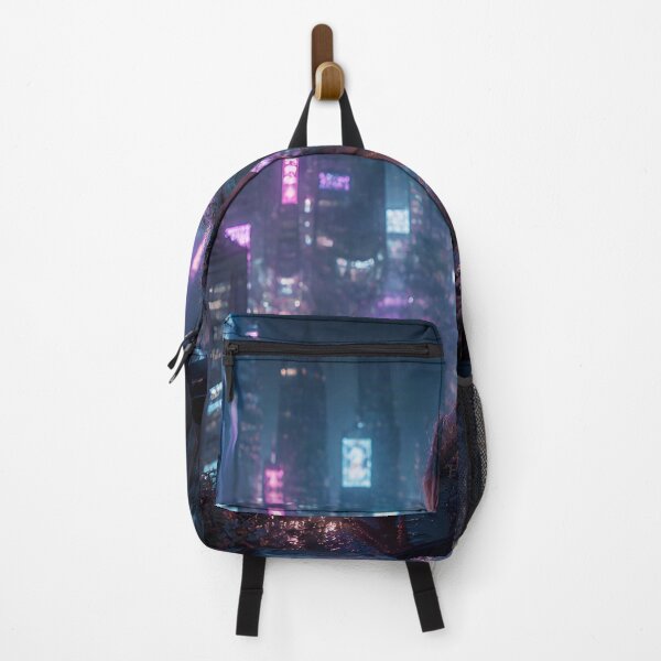 Item preview, Neon Fairy Above the Midnight City – Cyberpunk Fantasy designed and sold by DreamyWallVibes.