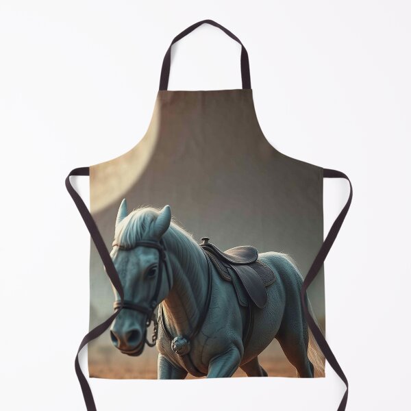 Item preview, Moonlit White Horse – Elegant Stallion with Dark Saddle Under Full Moon designed and sold by MFMart.