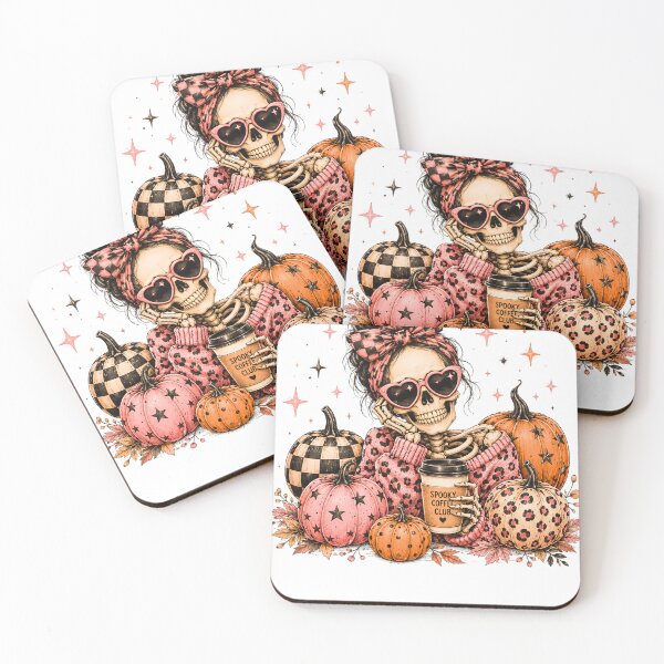 Item preview, Spooky Coffee Club Pink Messy Bun Skeleton designed and sold by DYAFLK.