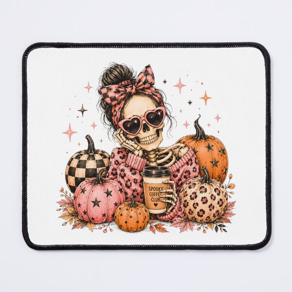 Item preview, Spooky Coffee Club Pink Messy Bun Skeleton designed and sold by DYAFLK.