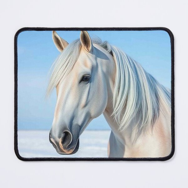 Item preview, Snow White Stallion Portrait – Elegant White Horse Against Clear Blue Sky designed and sold by MFMart.