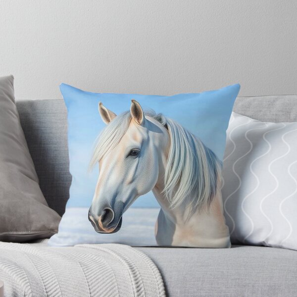 Item preview, Snow White Stallion Portrait – Elegant White Horse Against Clear Blue Sky designed and sold by MFMart.
