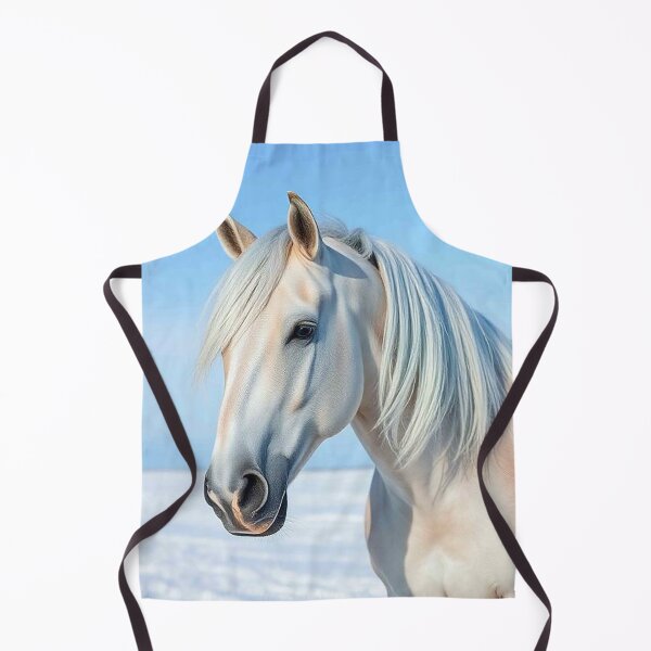 Item preview, Snow White Stallion Portrait – Elegant White Horse Against Clear Blue Sky designed and sold by MFMart.