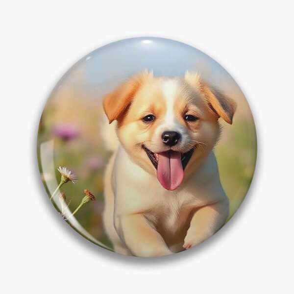 Item preview, Happy Flower Puppy – Adorable Running Dog in Sunny Meadow designed and sold by MFMart.