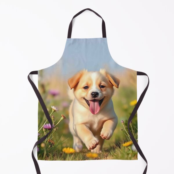 Item preview, Happy Flower Puppy – Adorable Running Dog in Sunny Meadow designed and sold by MFMart.