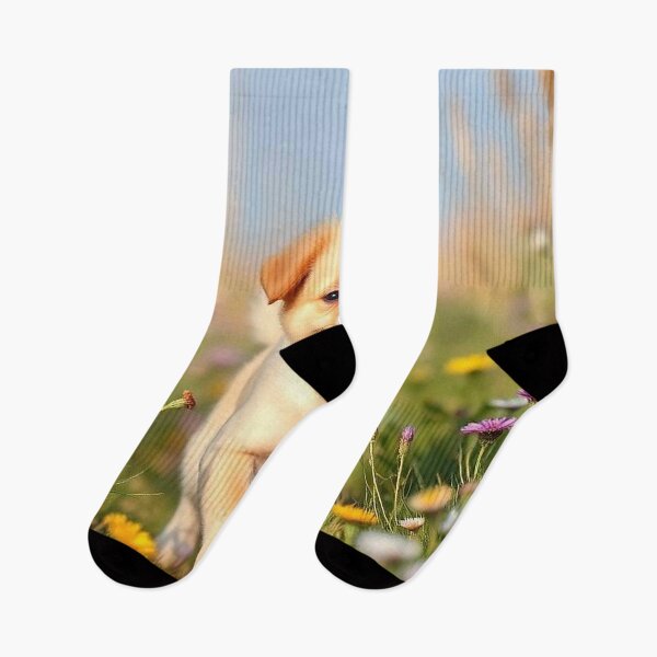 Item preview, Happy Flower Puppy – Adorable Running Dog in Sunny Meadow designed and sold by MFMart.