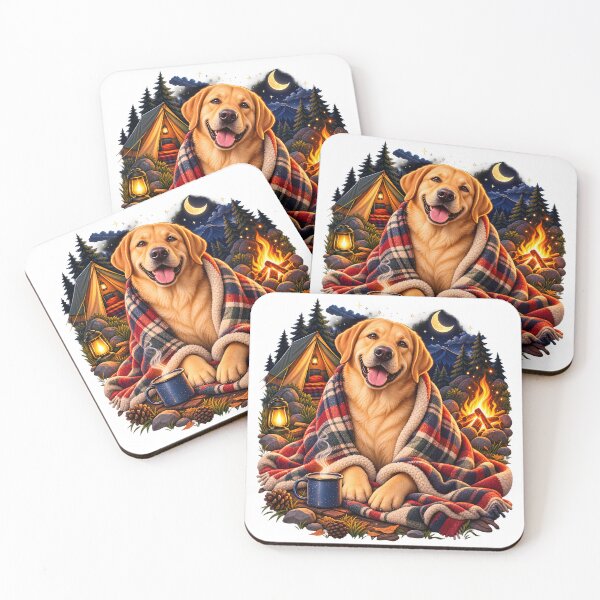 Item preview, Cozy Labrador Camping Adventure – Cute Dog Wrapped in a Blanket designed and sold by builtforyou.