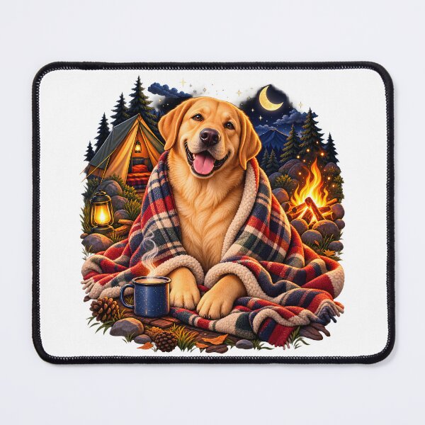Item preview, Cozy Labrador Camping Adventure – Cute Dog Wrapped in a Blanket designed and sold by builtforyou.