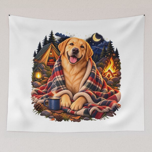 Item preview, Cozy Labrador Camping Adventure – Cute Dog Wrapped in a Blanket designed and sold by builtforyou.