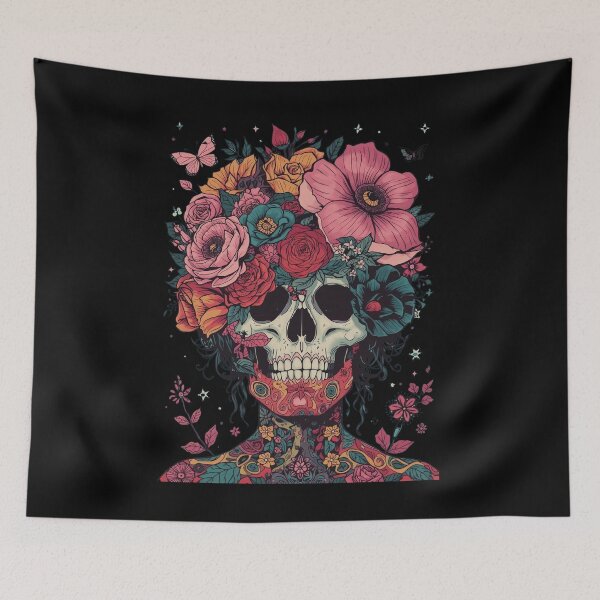 Item preview, Blooming Skull Crown: Dark Botanical Surrealism designed and sold by  Mythical Entanglement.