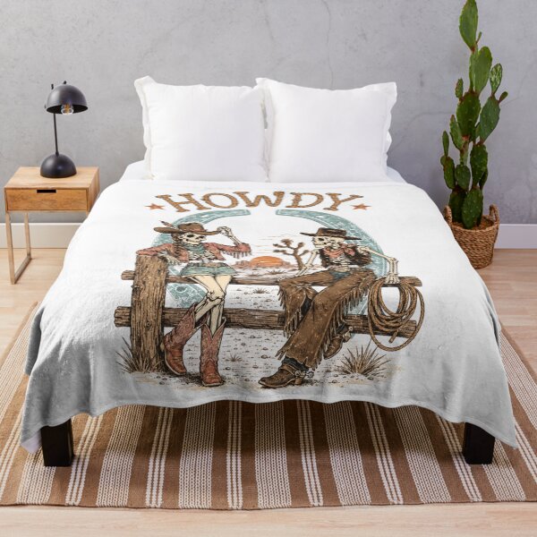 Item preview, Retro Howdy Western Skeleton Cowboy And Cowgirl designed and sold by DYAFLK.