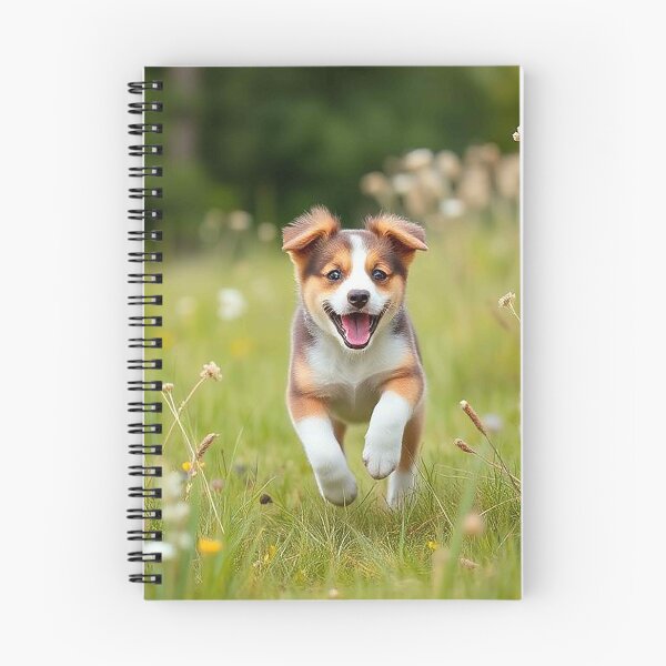Item preview, Joyful Meadow Puppy – Playful Running Dog in Green Flower Field designed and sold by MFMart.