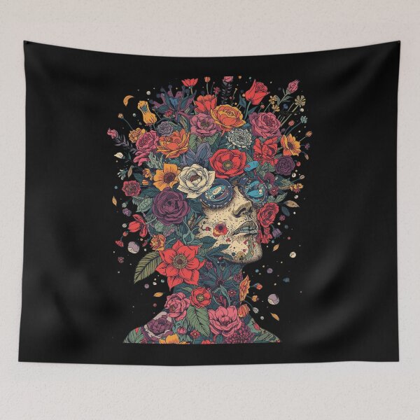 Item preview, Goggles & Blooms: Dark Surreal Botanical Portrait designed and sold by  Mythical Entanglement.
