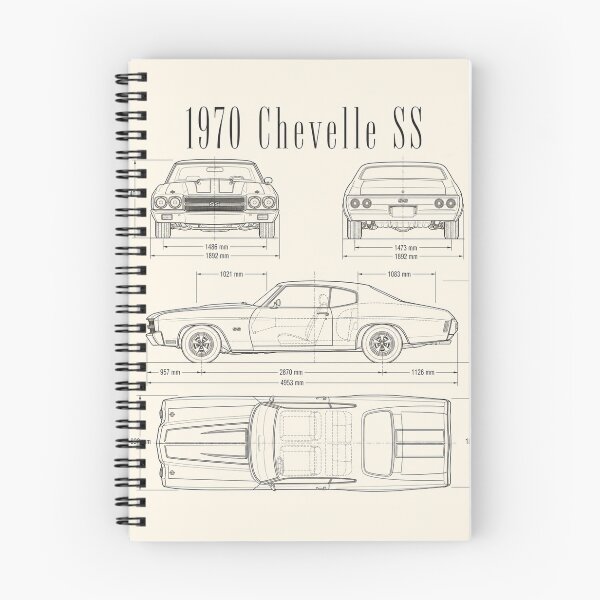 Item preview, 1970 Chevelle SS Blueprint Artwork – Classic Muscle Car Technical Illustration designed and sold by Automotive Art by Greg.