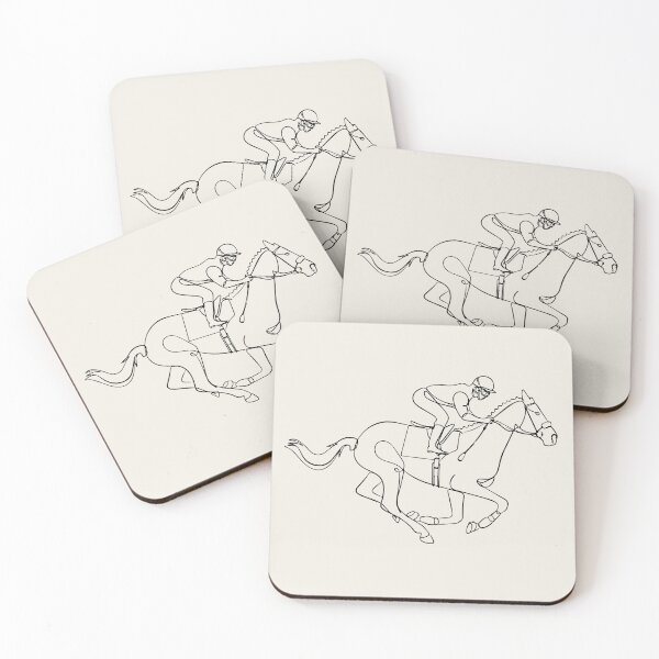 Item preview, Jockey Outline With Running Horse Line Art designed and sold by FemmePod.