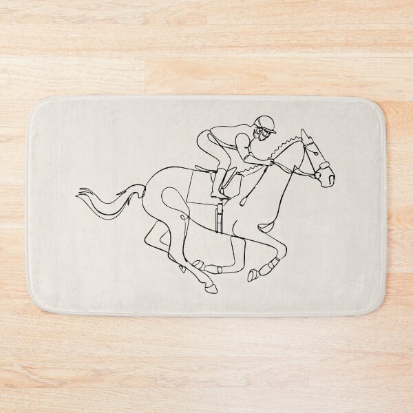 Item preview, Jockey Outline With Running Horse Line Art designed and sold by FemmePod.