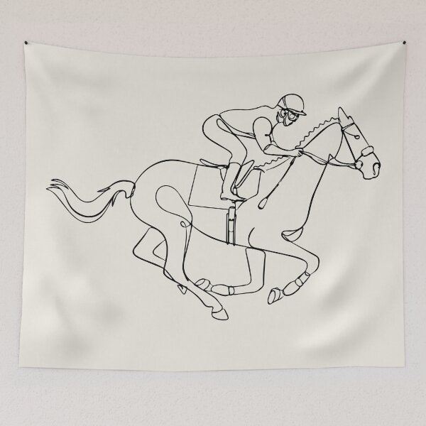 Item preview, Jockey Outline With Running Horse Line Art designed and sold by FemmePod.