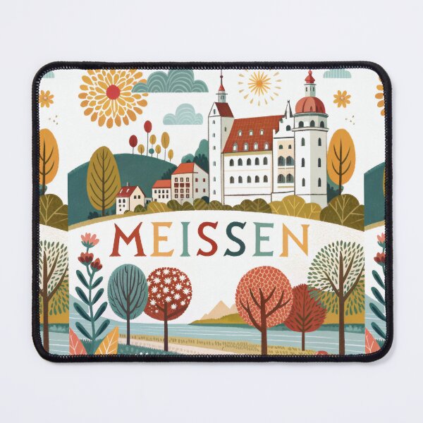 Item preview, Meissen Germany Travel Poster | Albrechtsburg Castle & Old Town Illustration | European Wall Art designed and sold by Witsprings.