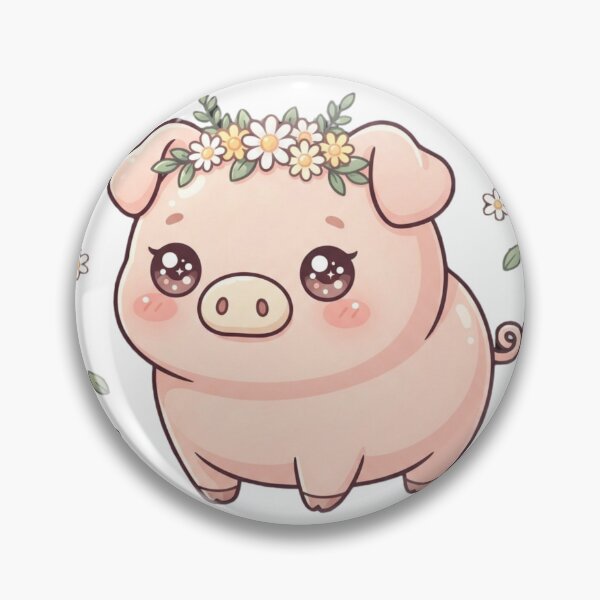 Item preview, Cute Kawaii Pig with Flower Crown Farmhouse Design designed and sold by NeonNerd Studio.
