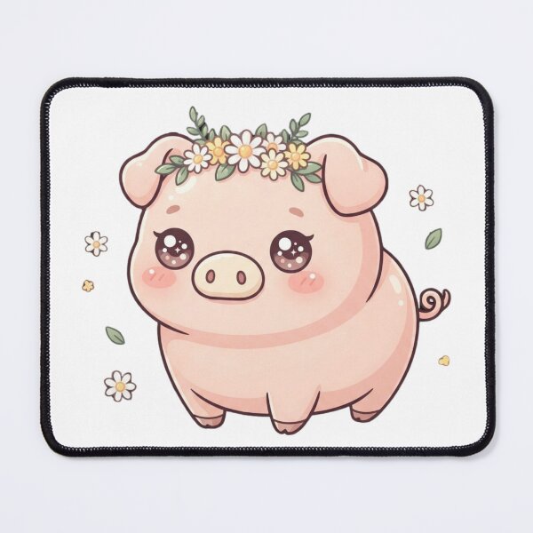 Item preview, Cute Kawaii Pig with Flower Crown Farmhouse Design designed and sold by NeonNerd Studio.