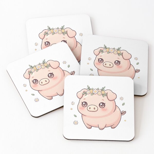 Item preview, Cute Kawaii Pig with Flower Crown Farmhouse Design designed and sold by NeonNerd Studio.