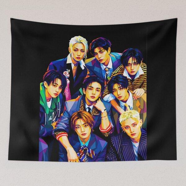 Item preview, Stray Kids logo This and THAT black and white kpop skz skzoo you make stray kids stay comeback bang chan lee know changbin hyunjin han felix seungmin IN world tour 5 star divine poster  designed and sold by Kpop-Noona.